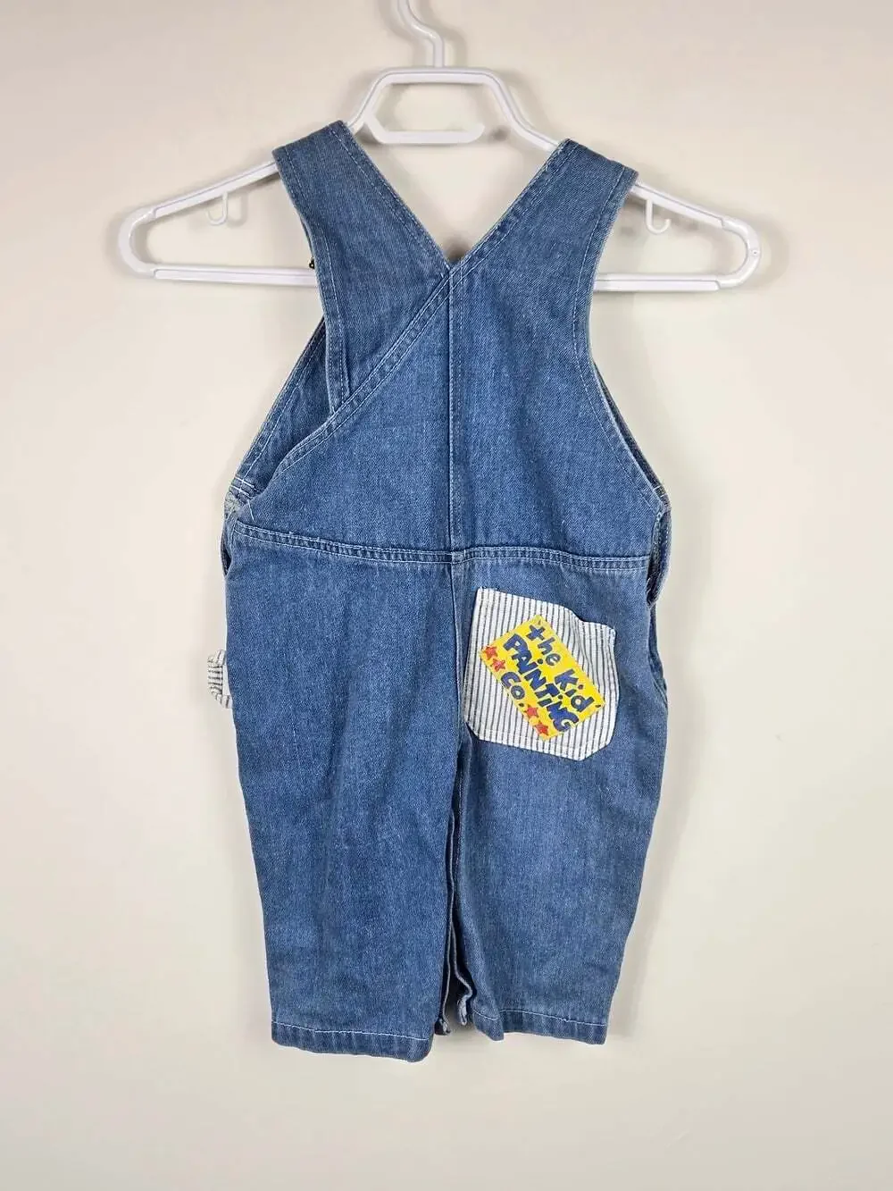 Vintage 90s Denim Overalls 12M Colorful Paint Tool And Brushes Embroidery Baggy